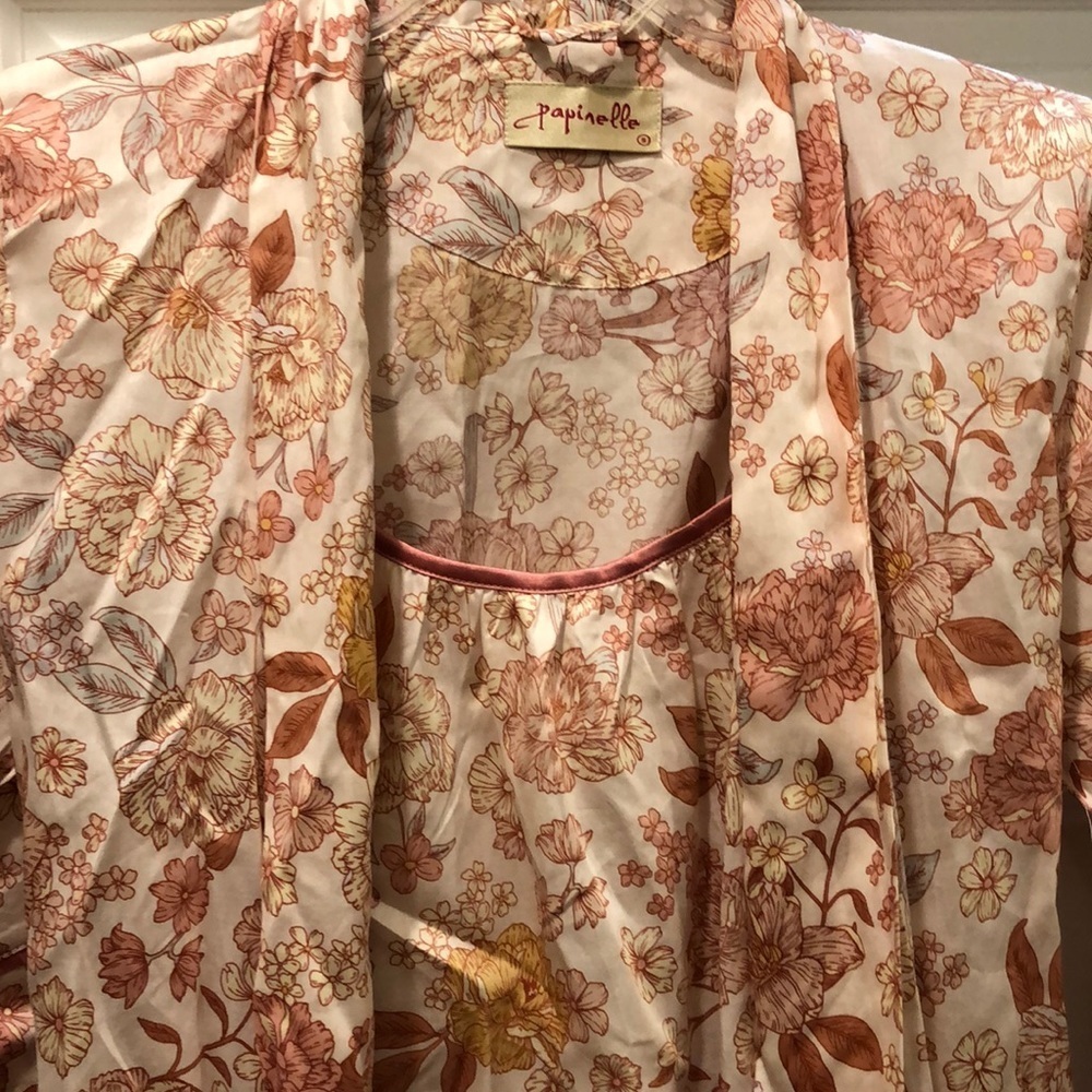 PAPINELLE NIGHTGOWN & ROBE KNEE LENGTH 100% COTTON NWT sz S, L - Picture 2 of 13